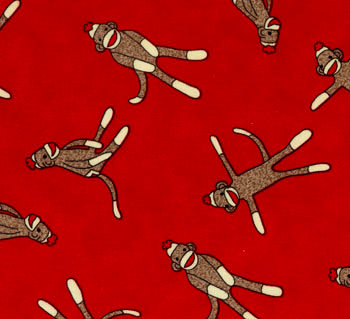 Funky Monkey Sock Monkey Red Flannel-moda funky sock monkey flannel fabric red 15071