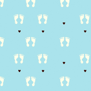 Baby Feet and Hearts Blue Brown