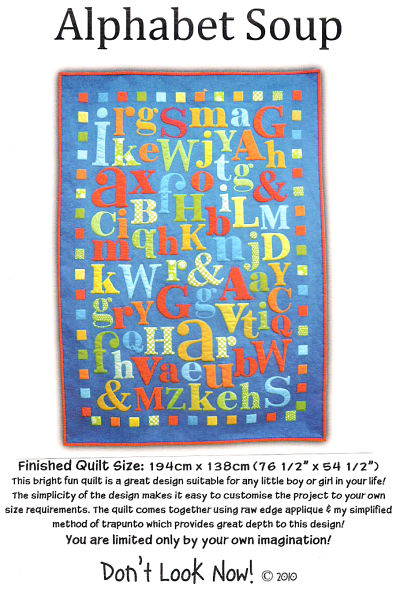 Pattern - Alphabet Soup Quilt by Don't Look Now-don't look now quilt pattern applique alphabet soup