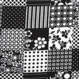 Black White Floral Patch Flannel-flannel fabric black white floral patch squares