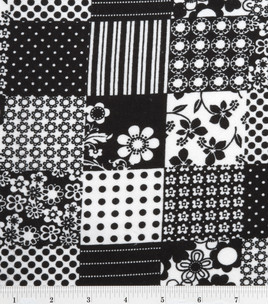 Black White Floral Patch Flannel-flannel fabric black white floral patch squares