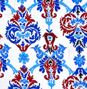 Ikat Damask Blue Brown Flannel-flannel fabric blue brown ikat damask