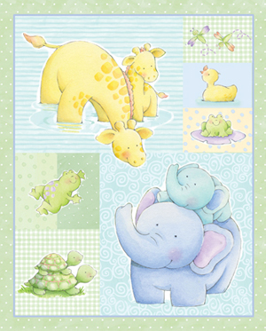 Play Day Pond Peek A Boo Panel Flannel-david textiles flannel fabric CathyLoo play day pond peek a boo panel CL10511F1