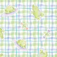 Play Day Pond Froggie Plaid Flannel-david textiles flannel fabric play day pond cathyloo froggie plaid frog CL10561F1