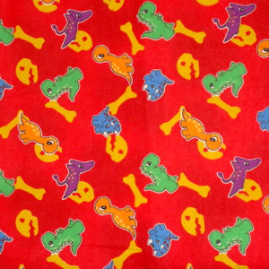 Dinosaur on Red Flannel-flannel fabric dinosaur red
