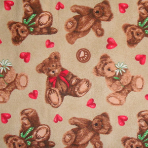 Boyds Bears Daisies Hearts on Tan Flannel-Boyds Bears Daisies Hearts on Tan flannel fabric