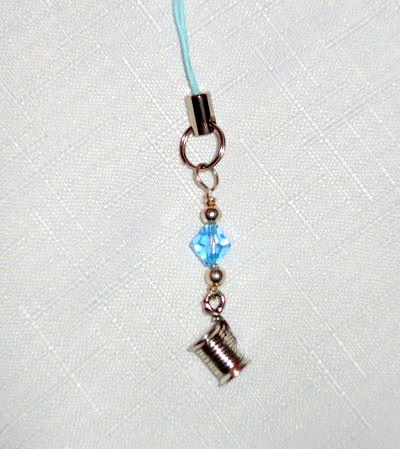 Scissor Pal - Thread Spool with Blue Crystal-scissor pals fob swarovski crystal Thread Spool with Blue Crystal