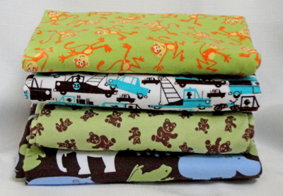 Remnant Bundle - Animals and Trucks Prints Flannel-flannel fabric remnant bundle michael miller blue hill haul it zoology monkey