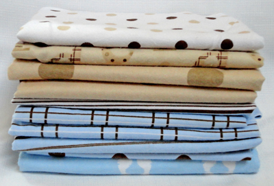 Remnant Bundle - ABC Baby Blue Brown Flannel-flannel fabric remnant bundle abc baby david textiles blue brown