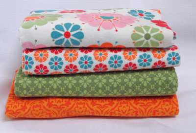 Remnant Bundle - Just Dreamy Flannel-flannel fabric remnant bundle riley blake just dreamy summer song orange green