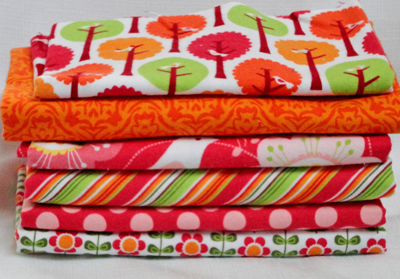 Remnant Bundle - Summer Song Orange Pink Flannel-flannel fabric remnant bundle riley blake summer song