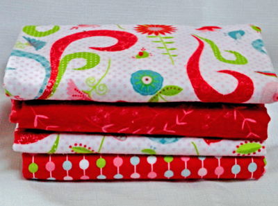 Remnant Bundle - Love Birds Red Flannel-flannel fabric remnant bundle riley blake love birds