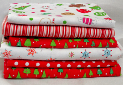 Remnant Bundle - Christmas Red White Flannel-flannel fabric remnant bundle riley blake christmas
