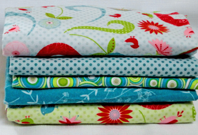 Remnant Bundle - Love Birds Blue Green Flannel-flannel fabric remnant bundle riley blake love birds