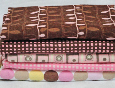 Remnant Bundle - Pink Brown Flannel-flannel fabric remnant bundle pink brown