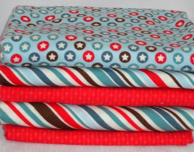 Remnant Bundle - All Star Flannel-flannel fabric remnant bundle all star riley blake  brown blue red
