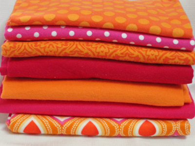 Remnant Bundle - Pink Orange Flannel-flannel fabric remnant bundle orange riley blake pink