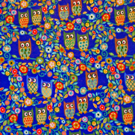 Funky Owls on Blue