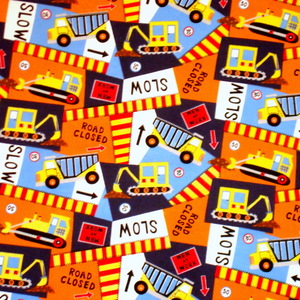 Construction Tractors Signs Flannel-marcus brothers mbt flannel fabric construction tractor men at work