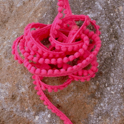 Baby Pom Pom Trim - 3 yards Pink-riley blake designs baby pom poms cotton pink