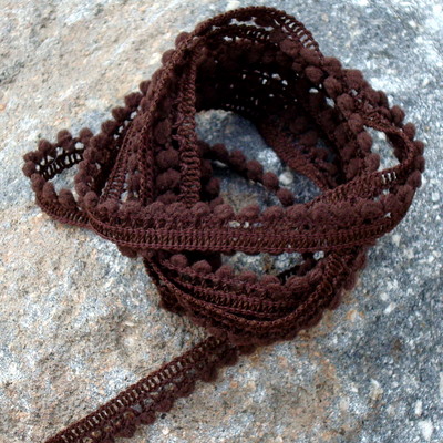 Mini Pom Pom Trim - 3 yards Brown-riley blake designs mini pom poms cotton brown