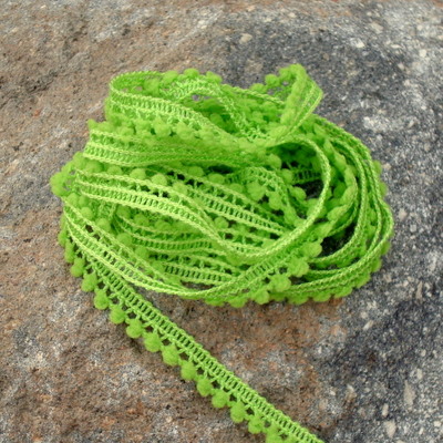 Mini Pom Pom Trim - 3 yards Lime Green