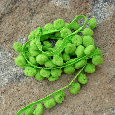 Pom Pom Trim - 3 yards Lime Green-riley blake designs pom poms cotton lime green