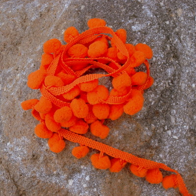 Pom Pom Trim - 3 yards Orange-riley blake designs pom poms cotton orange