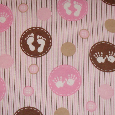 Baby Hands Feet Pin Stripe Pink Brown
