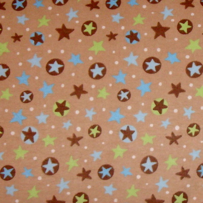 Blue Green Brown Star Dot on Tan