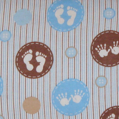 Baby Hands Feet Pin Stripe Blue Brown