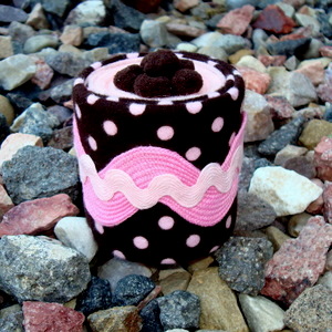 Pin Cushion - Large Pink Brown Polka Dot