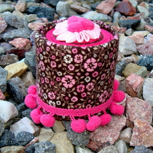 Pin Cushion - Large Pink Brown Floral