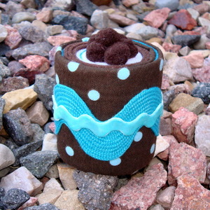 Pin Cushion - Large Aqua Brown Polka Dot-pin cushion large