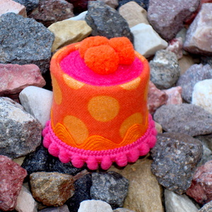 Pin Cushion - Mini Pink Orange Polka Dot
