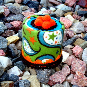Pin Cushion - Large Green Orange Paisley-pin cushion large green orange paisley
