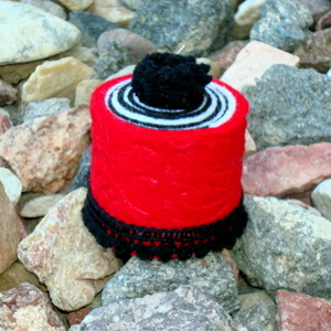 Pin Cushion - Mini Red White Black