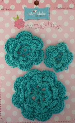 Crochet Flowers - Aqua-riley blake designs crocheted flower aqua