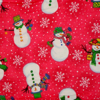 Snowman on Red-flannel fabric snow snowman christmas red