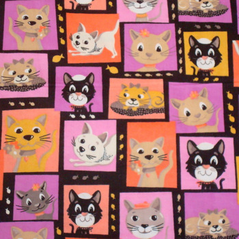 Meow Cats Flannel-flannel fabric springs meow cats steve haskamp