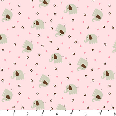 Jungle Animals Elephant Pink Flannel-david textiles flannel fabric elephants hearts jungle animals pink