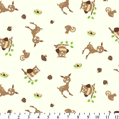 Very Loveable Owl Deer Allover Green Tan Flannel-david textiles flannel fabric very loveable deer owl allover green tan