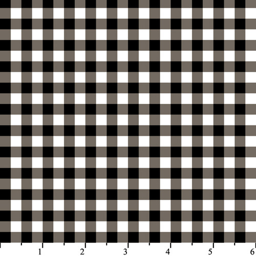 Gingham Check - Black White Flannel-david textiles flannel fabric black white gingham check