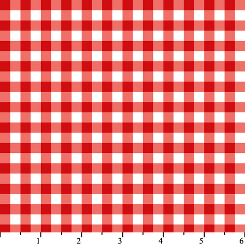 Gingham Check - Red White Flannel-david textiles flannel fabric red white gingham check