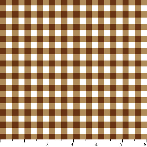 Gingham Check - Brown White Flannel-david textiles flannel fabric Brown white gingham check