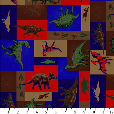 Dinosaur Dino Patch Flannel-david textiles Dinosaur Dino Patch Flannel Fabric #DT-9816-9F
