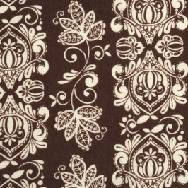 Damask - Brown Cream Flannel-flannel fabric cream brown damask 