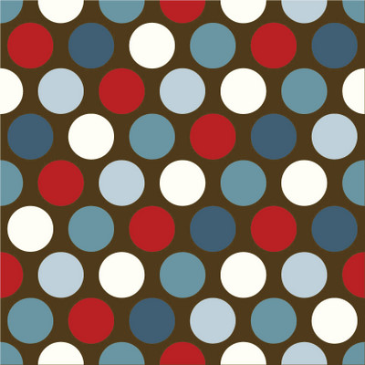 All Star Large Dots Red White Blue on Brown