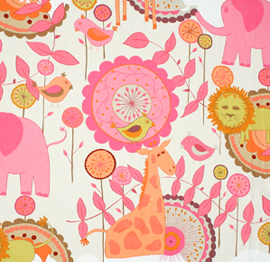 Urban Flannel Animal Friends Pink Flannel-free spirit flannel fabric urban chic zoo animal giraffe lion bird modern retro pink fvwo7