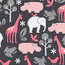 Zoology Pink Gray Flannel-michael miller flannel fabric zoo zoology giraffe hippo elephant pink Gray #FX4061